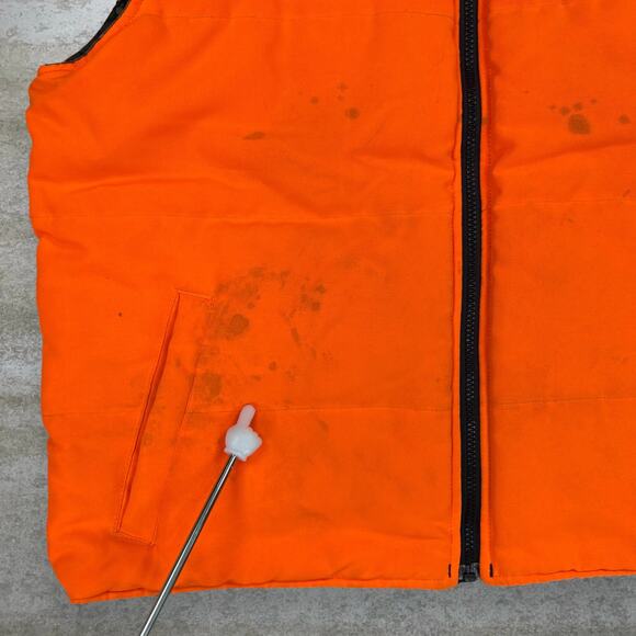 Vintage Rebark Hunting Camo Puffer Vest Reversible Orange Insulated Full Zip 90s - Picture 6 of 6